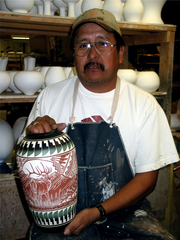 Vintage original Benally “Dine” (Navajo) pottery with outlet Kokopelli design on it