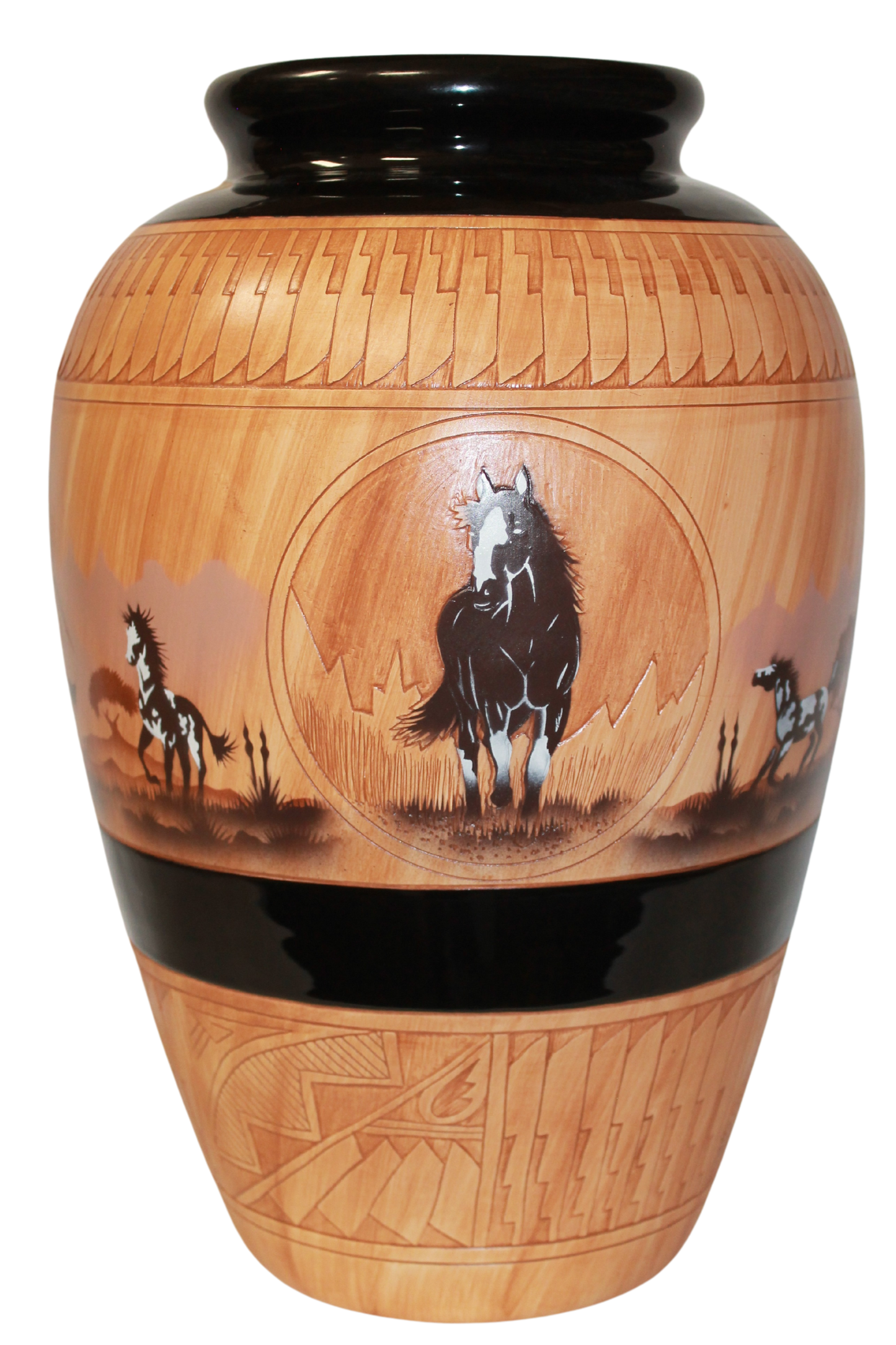 Navajo Etched Woodgrain Finish Collector Piece by James Benally -(JBW445A)