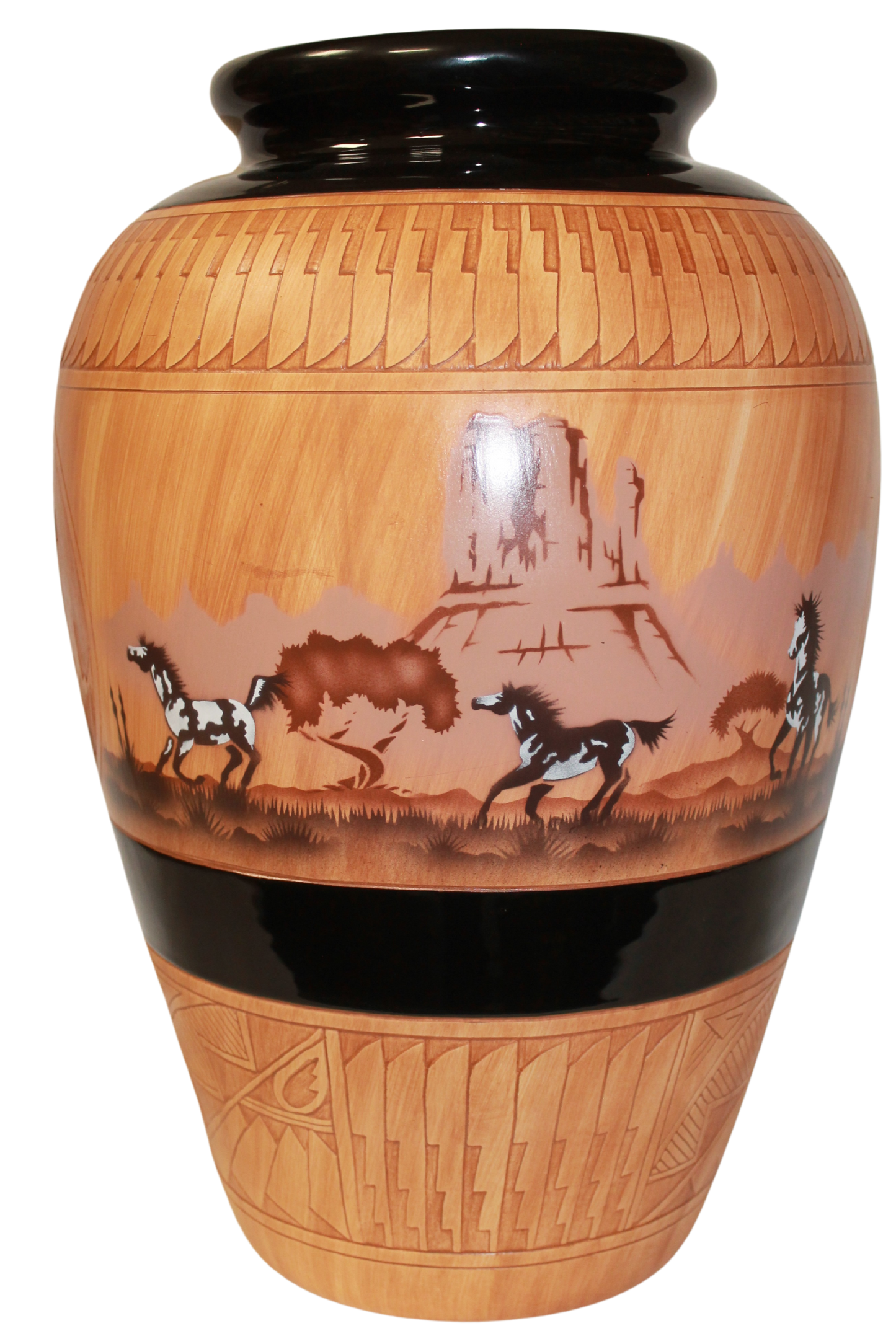 Navajo Etched Woodgrain Finish Collector Piece by James Benally -(JBW445A)