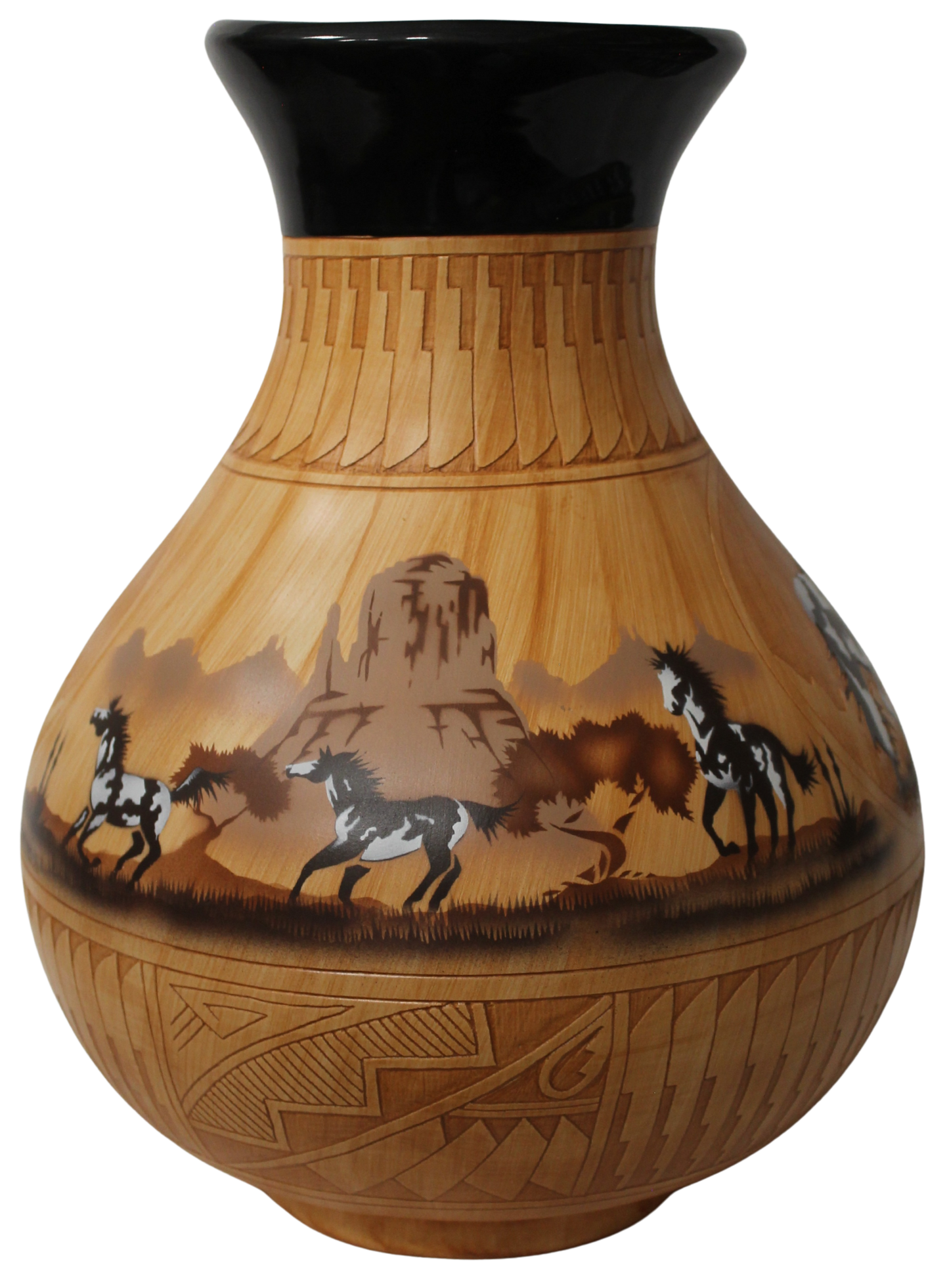 Navajo Etched Woodgrain Finish Collector Piece by James Benally -(JBW385a)