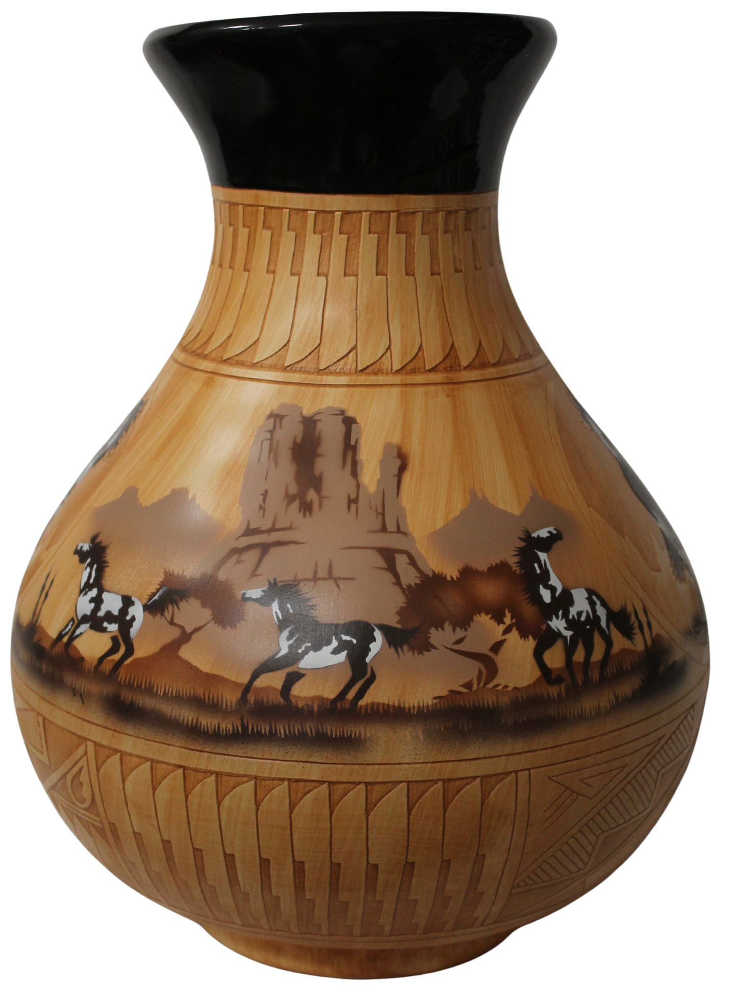 Navajo Etched Woodgrain Finish Collector Piece by James Benally -(JBW385a)