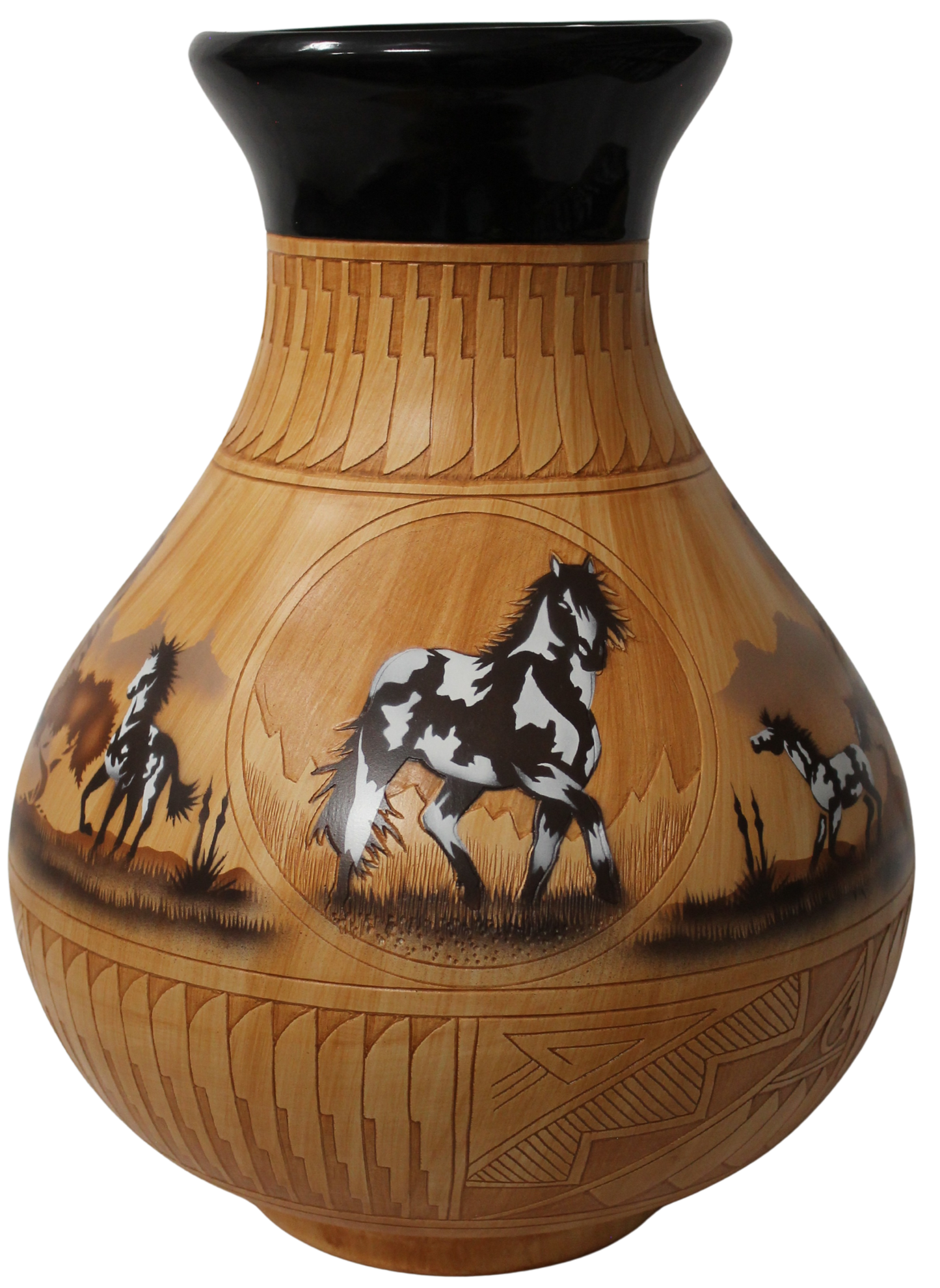 Navajo Etched Woodgrain Finish Collector Piece by James Benally -(JBW385a)