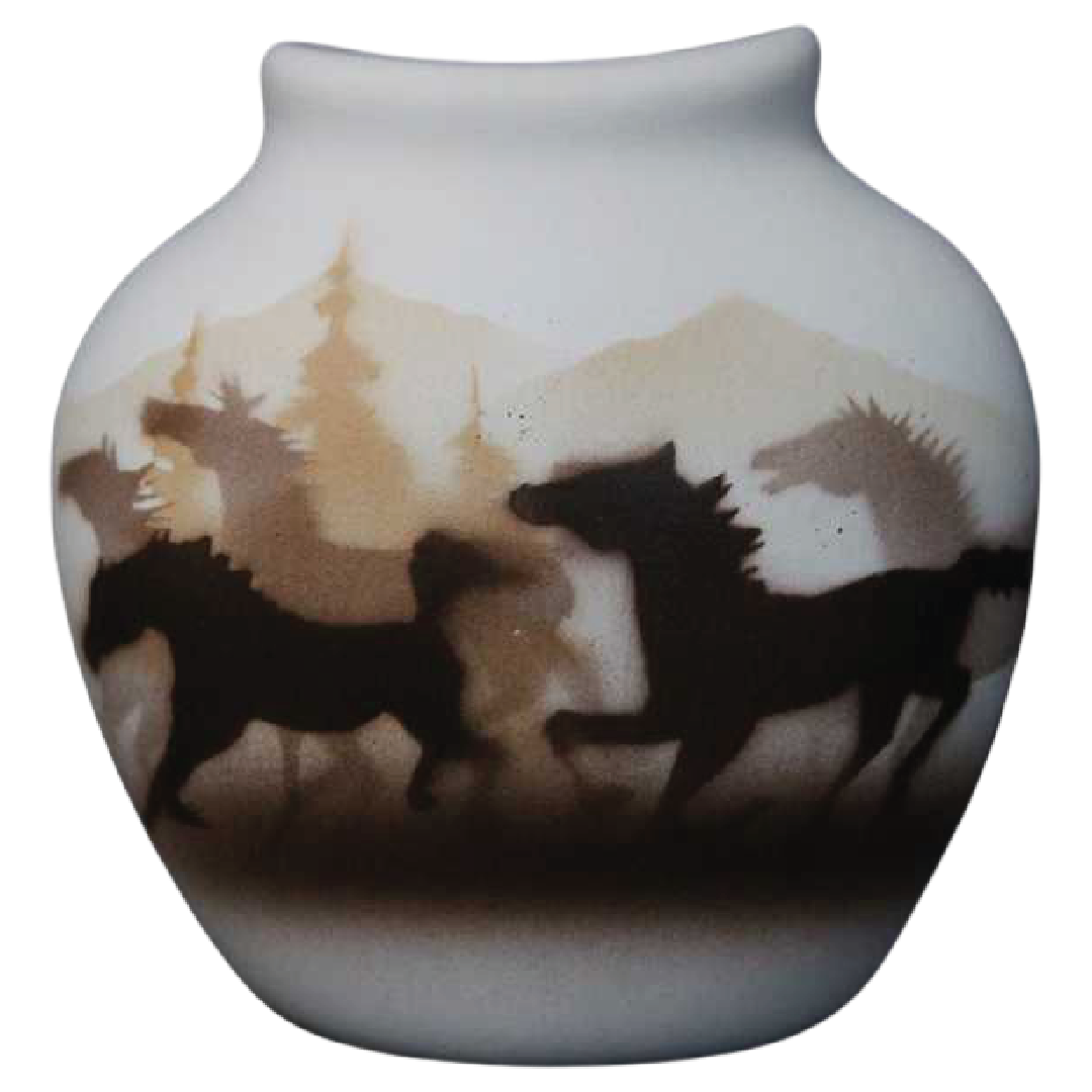 33141 Wild Horses 3 x 3 Pillow Vase