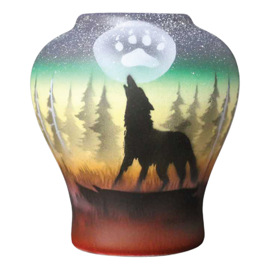 WSM2 Woodland Shadows - Wolf 5 x 5 1/2 Vase