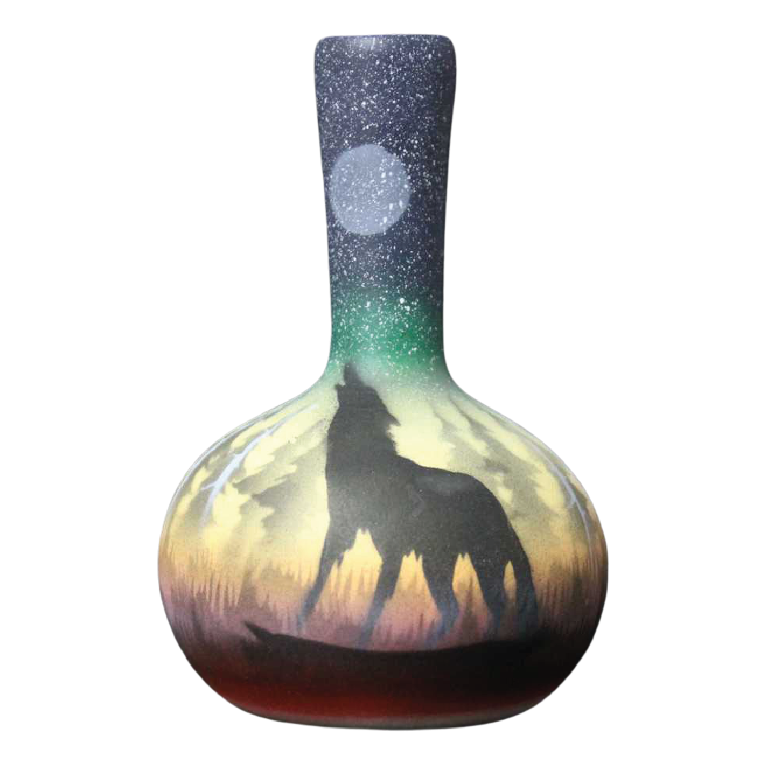 WSS1 Woodland Shadows - Wolf 3 1/2 x 6 Bud Vase