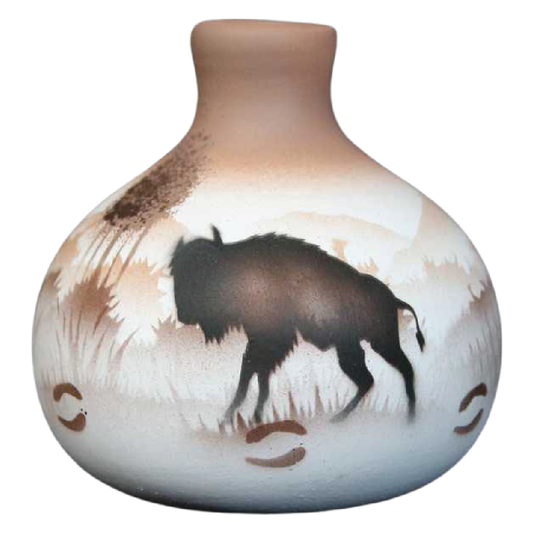 Back Country Tracks Buffalo 3 1/2 x 3 1/2 Ball Vase -(64083)