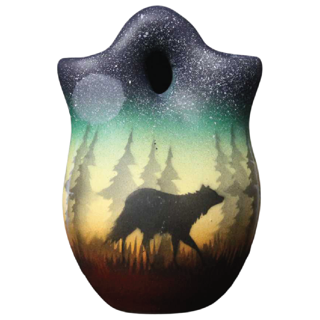 WSB7 Woodland Shadows - Wolf 3 x 4 Wedding Vase