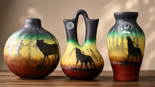 Wolf Themed Pottery-Art Potery For Sale