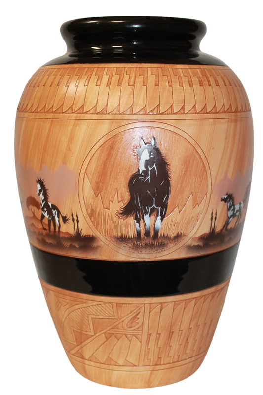 Navajo Etched Woodgrain Finish Collector Piece by James Benally -(JBW340A)