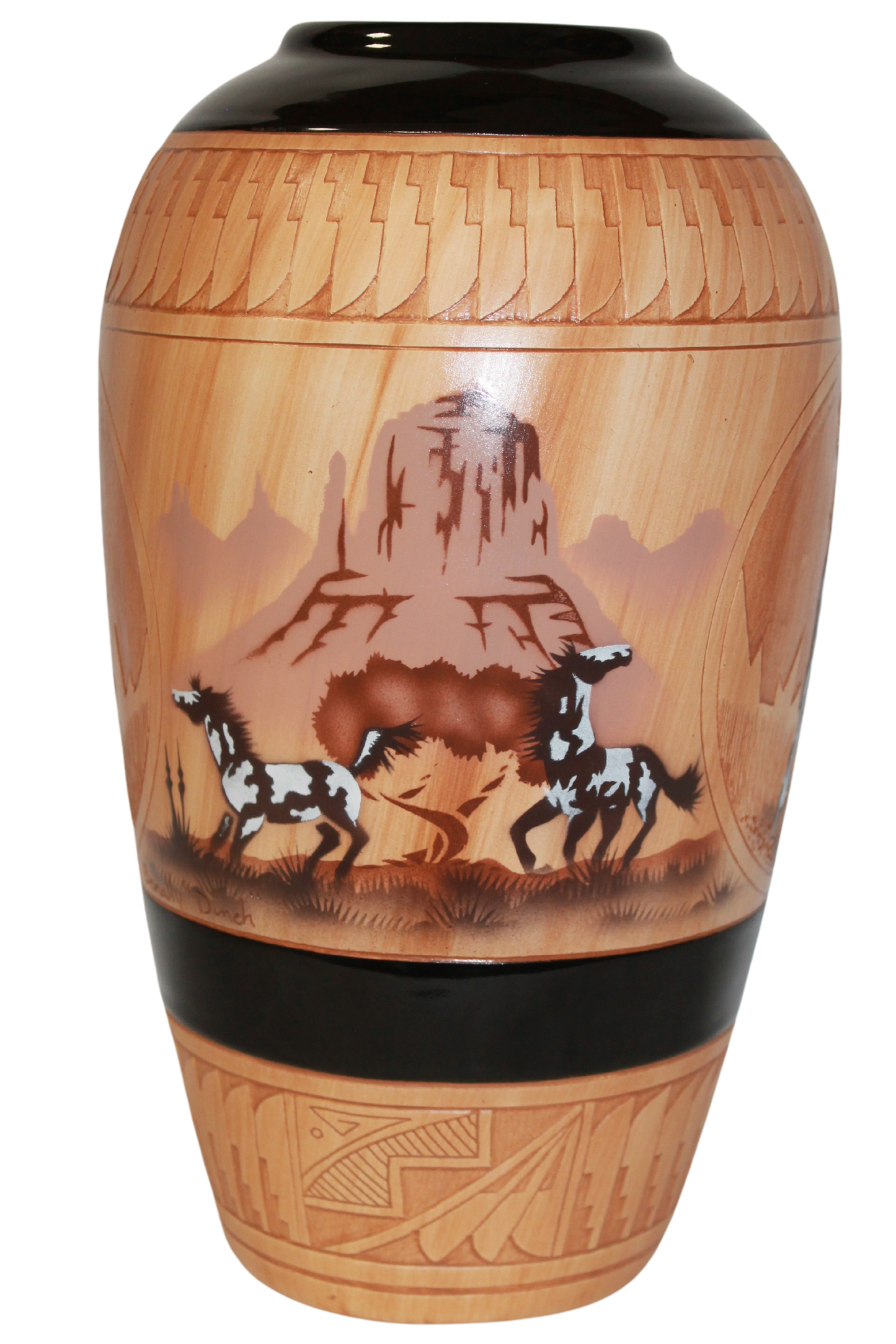 Navajo Etched Woodgrain Finish Collector Piece by James Benally -(JBW160A)