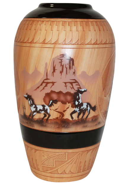 Navajo Etched Woodgrain Finish Collector Piece by James Benally -(JBW160A)