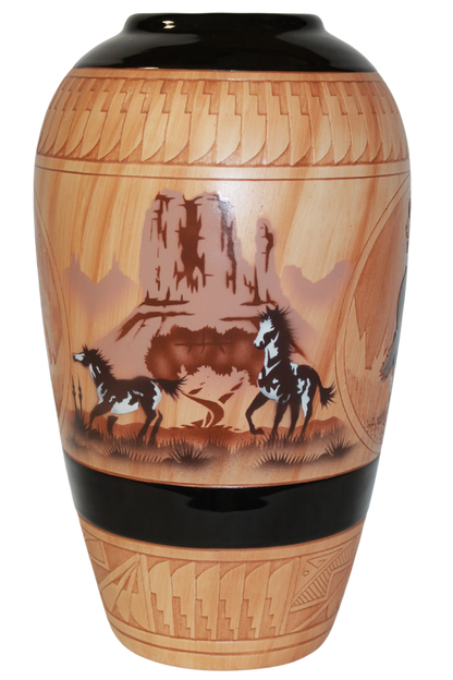 Navajo Etched Woodgrain Finish Collector Piece by James Benally -(JBW160A)