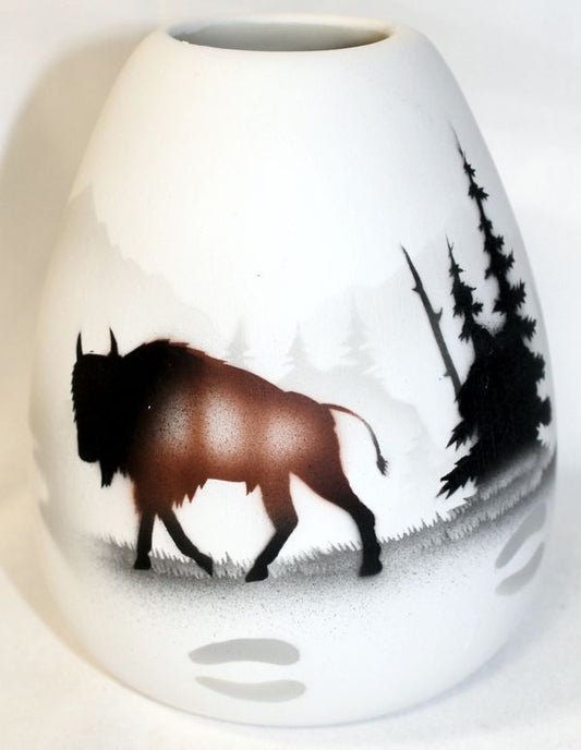 54015 High Country Tracks Buffalo 4 x 5 1/2 Vase