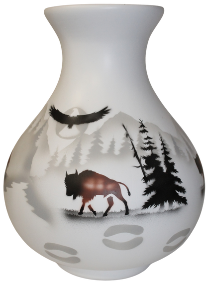 54136 High Country Tracks Buffalo 10 1/2 x 14 1/2 Vase
