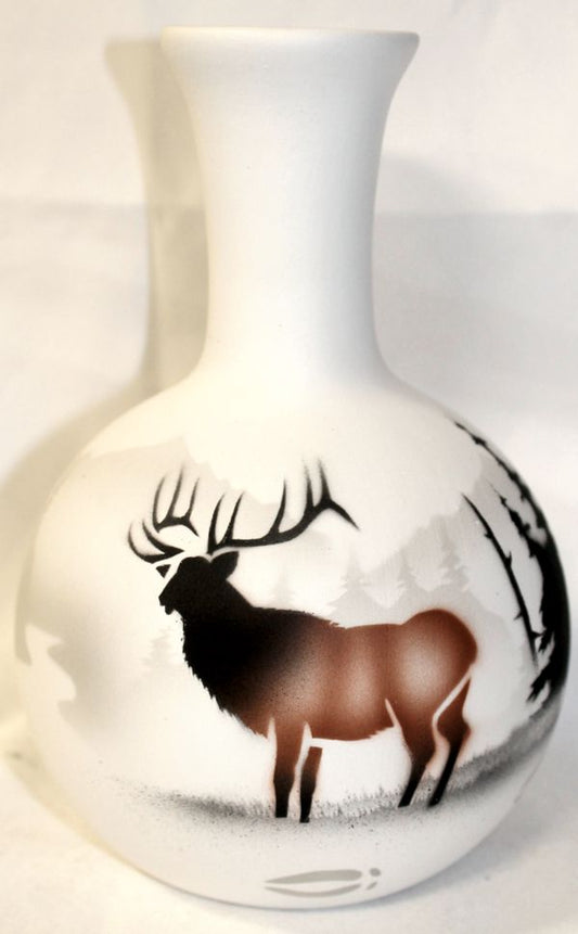 High Country Tracks Elk 4 1/2 x 7 1/2 Ball Vase -(63031)