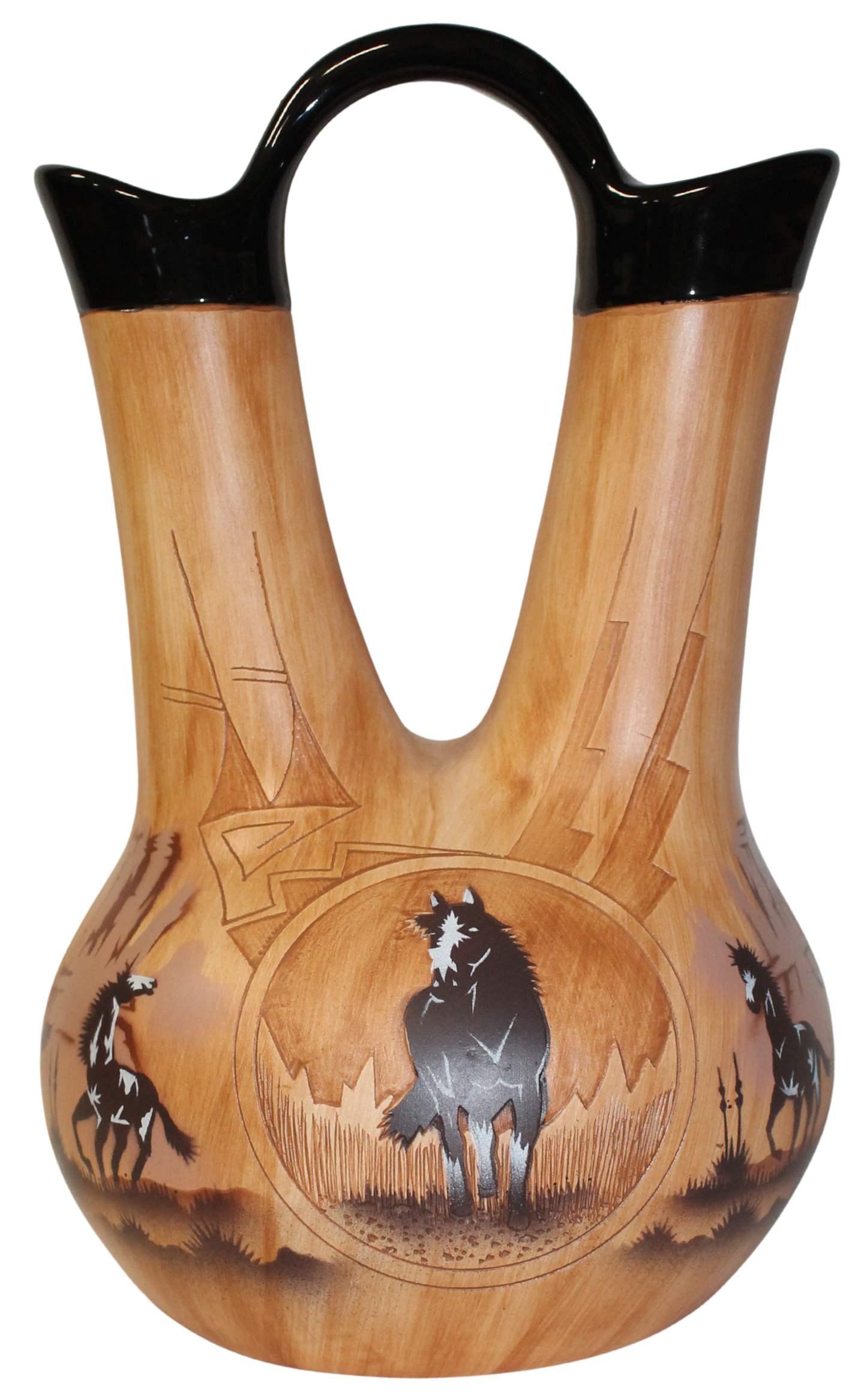 Woodgrain Finish Collector Wedding Vase by James Benally - (JBW65154)