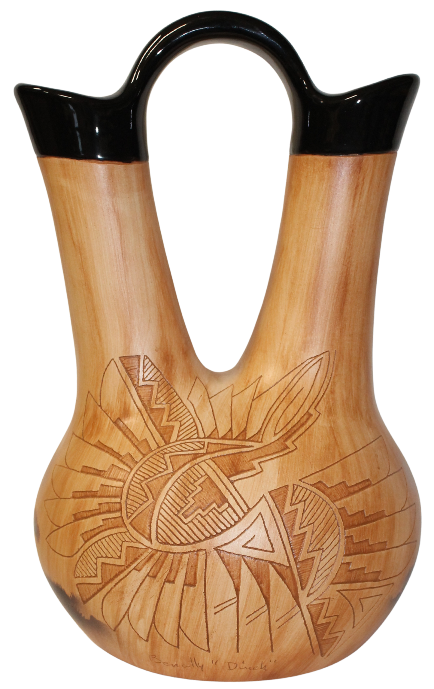 Woodgrain Finish Collector Wedding Vase by James Benally - (JBW65154)
