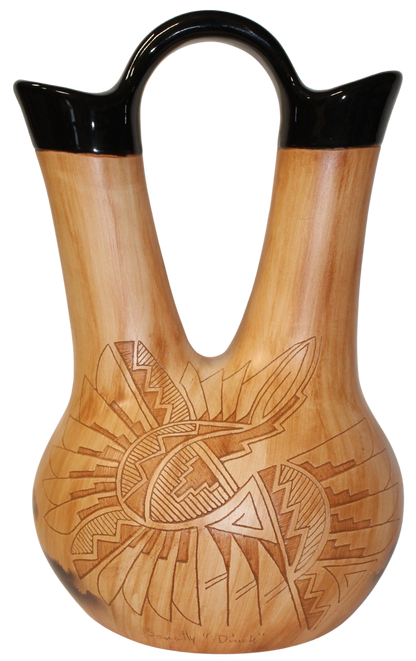 Woodgrain Finish Collector Wedding Vase by James Benally - (JBW65154)