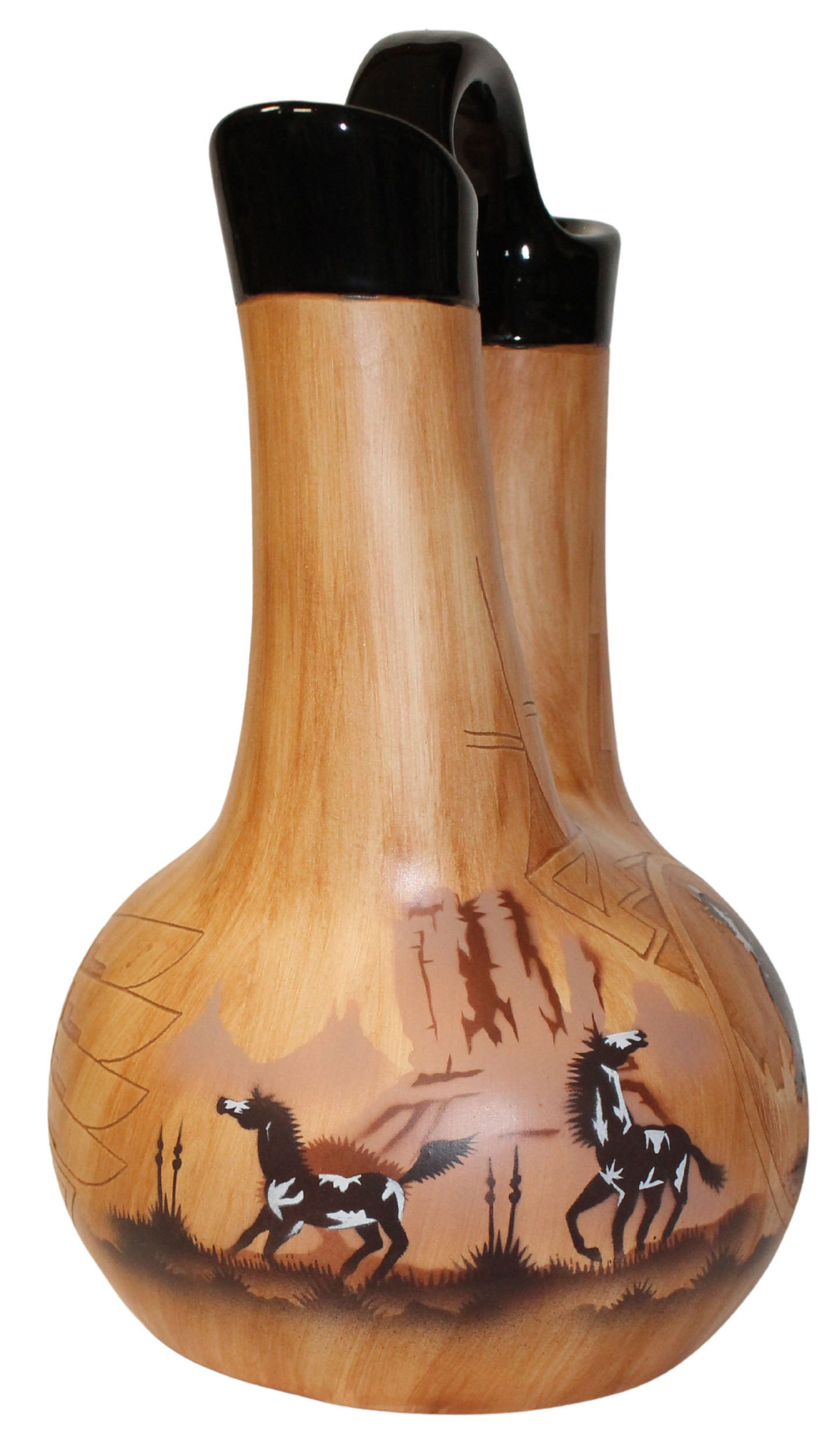 Woodgrain Finish Collector Wedding Vase by James Benally - (JBW65154)