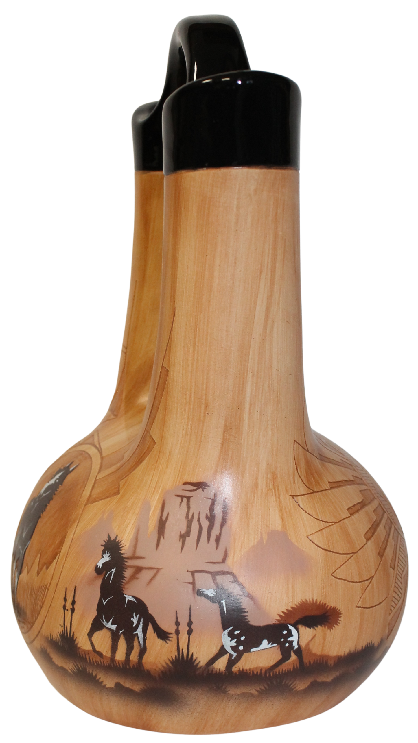 Woodgrain Finish Collector Wedding Vase by James Benally - (JBW65154)