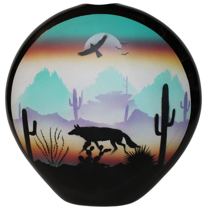 Black Glaze Sonora Desert Pillow Vase 11x4x11 LWH