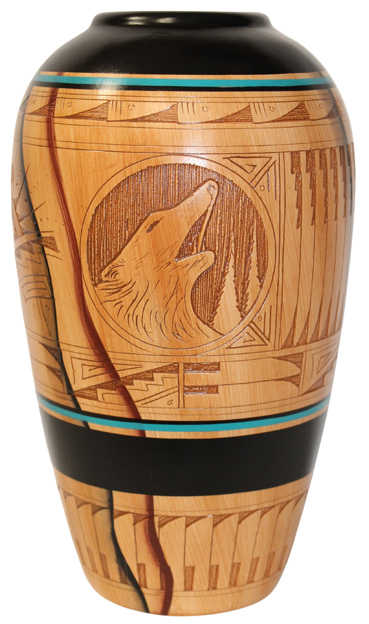 Authentic Navajo Etched Collector Piece by Dwayne Blackhorse -(DBW-M95-189A)