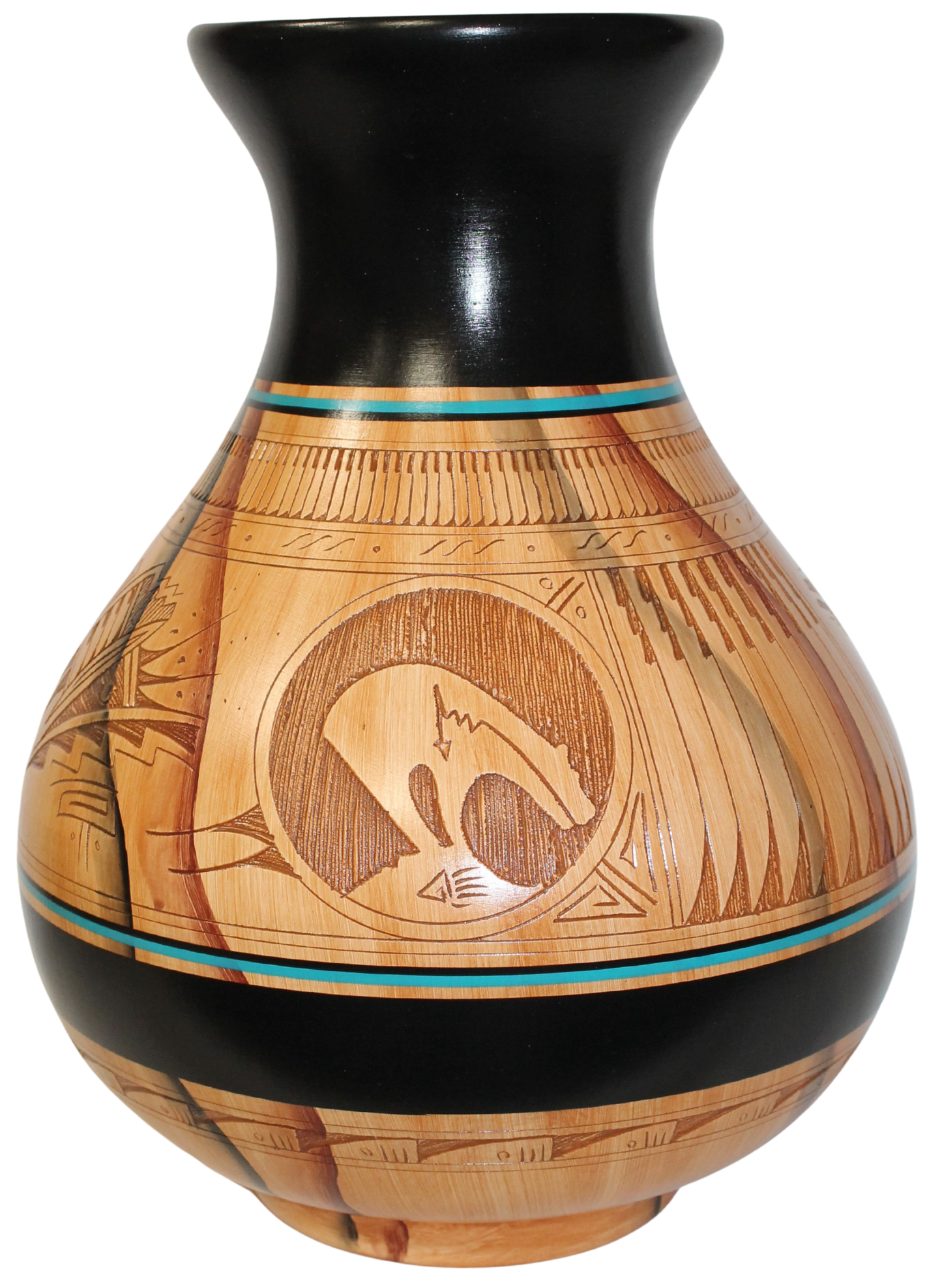 Authentic Navajo Etched Collector Piece by Dwayne Blackhorse -(DBW275A)