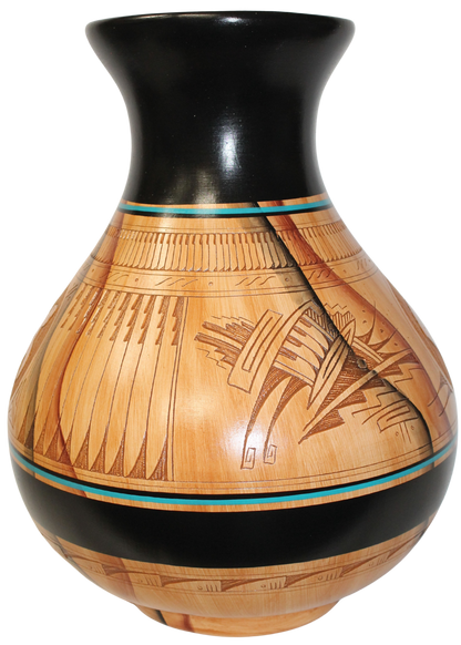 Authentic Navajo Etched Collector Piece by Dwayne Blackhorse -(DBW275A)