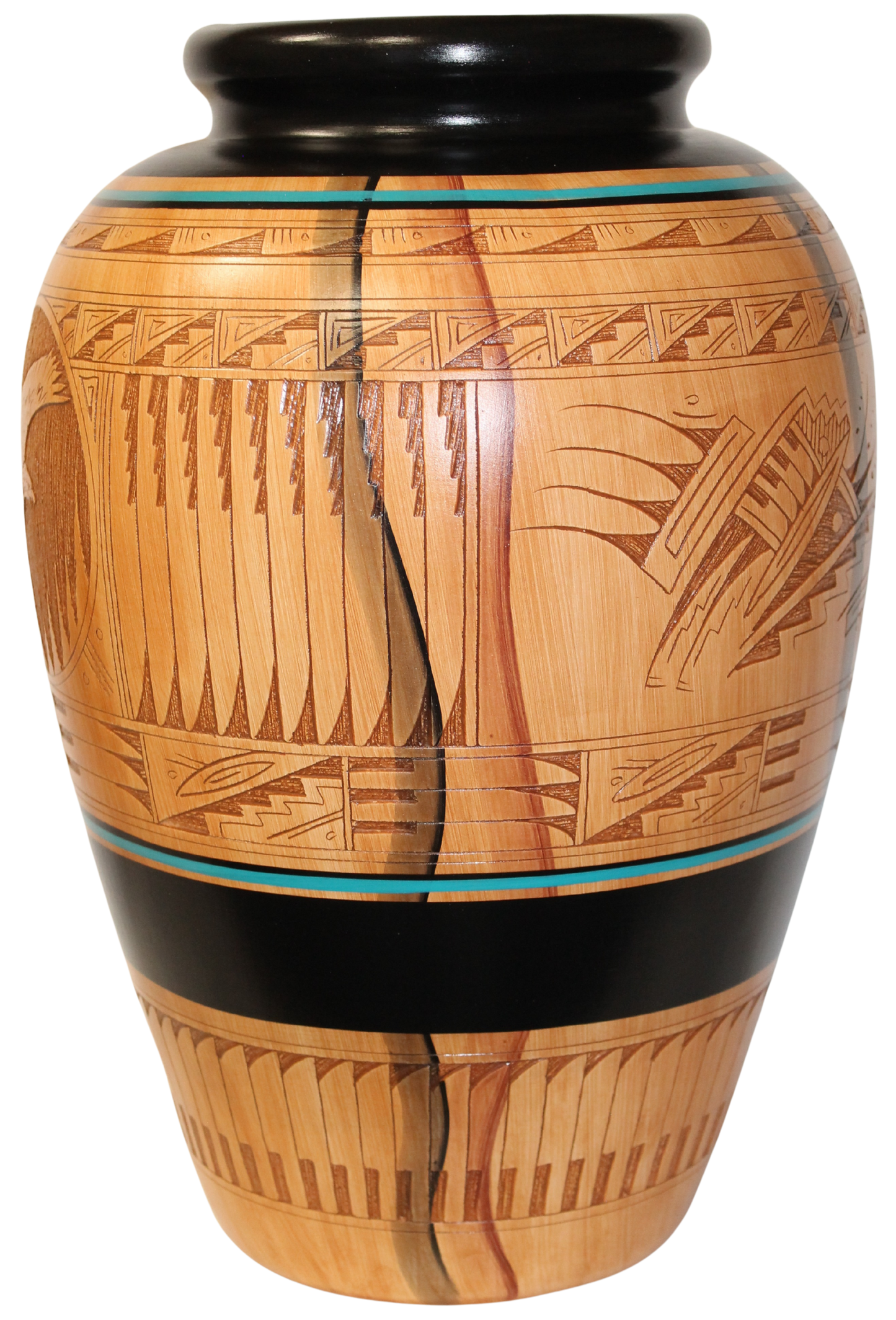 Authentic Navajo Etched Collector Piece by Dwayne Blackhorse -(DBW300c)