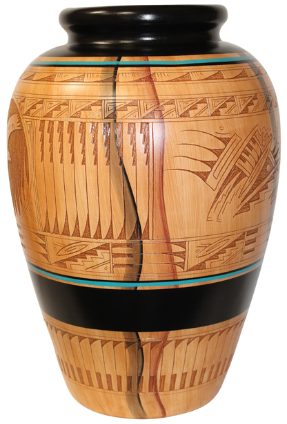 Authentic Navajo Etched Collector Piece by Dwayne Blackhorse -(DBW300c)