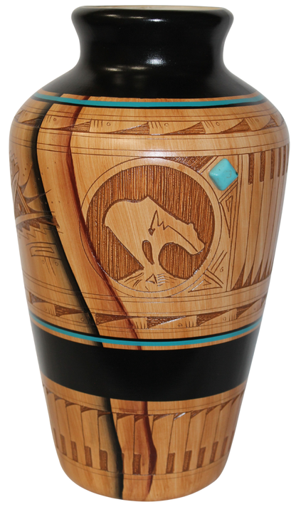 Authentic Navajo Etched Collector Piece by Dwayne Blackhorse -(DBW198B)