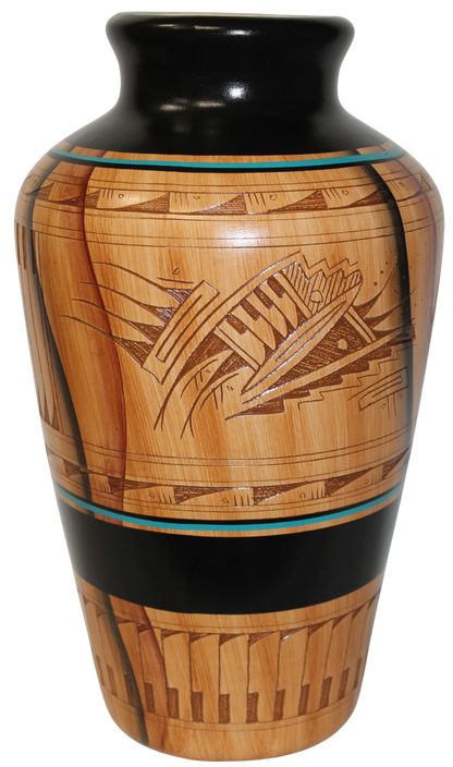 Authentic Navajo Etched Collector Piece by Dwayne Blackhorse -(DBW198B)