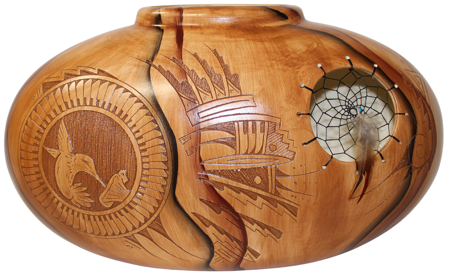 Authentic Navajo Etched Collector Piece by Dwayne Blackhorse -(DBW300A)