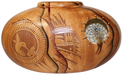 Authentic Navajo Etched Collector Piece by Dwayne Blackhorse -(DBW300A)