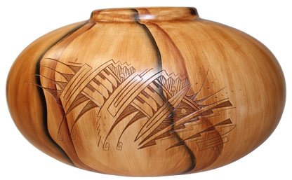 Authentic Navajo Etched Collector Piece by Dwayne Blackhorse -(DBW300A)