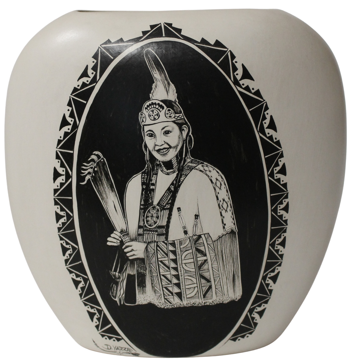 JFL Legacy Collector - Dennis Yazzie - Ute Maiden (8.5 x 8.5 Inches) Pillow Vase