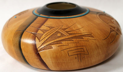 Authentic Navajo Etched Collector Piece by Dwayne Blackhorse -(DBW99B)