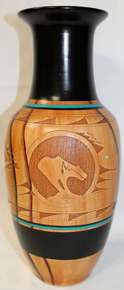 Authentic Navajo Etched Collector Piece by Dwayne Blackhorse -(DBW140A)