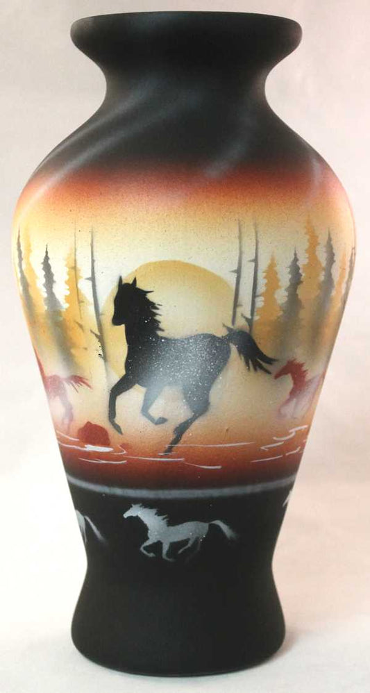 Born Free Horses 5 1/2 x 10 Flower Vase -(BFE4)