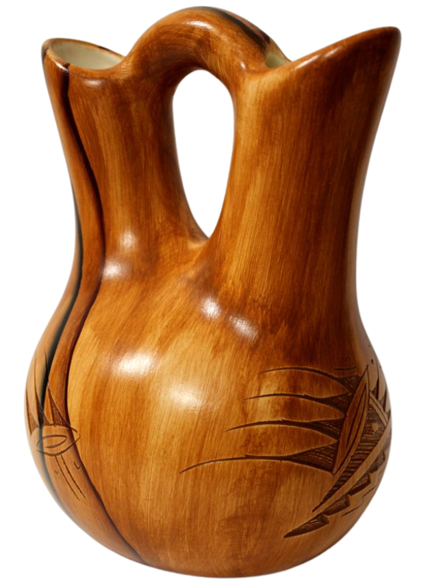 Authentic Navajo Etched Collector Piece by Dwayne Blackhorse Wedding Vase -(DBW106A)