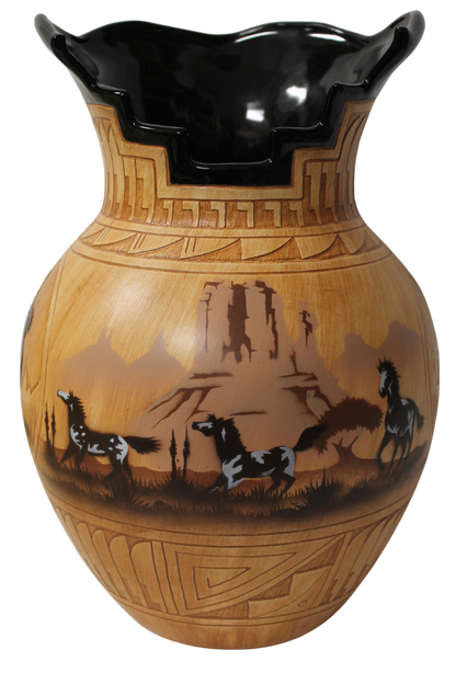 Navajo Etched Woodgrain Finish Collector Piece by James Benally -(JBW135A)