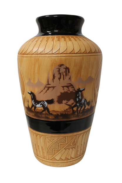 Navajo Etched Woodgrain Finish Collector Piece by James Benally -(JBW176A)