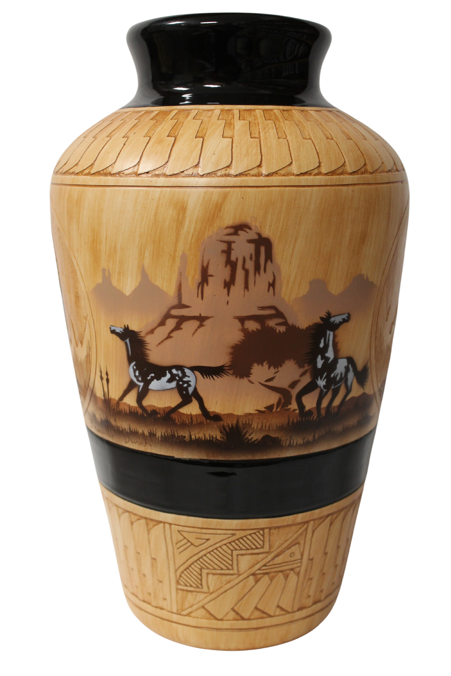 Navajo Etched Woodgrain Finish Collector Piece by James Benally -(JBW176B)