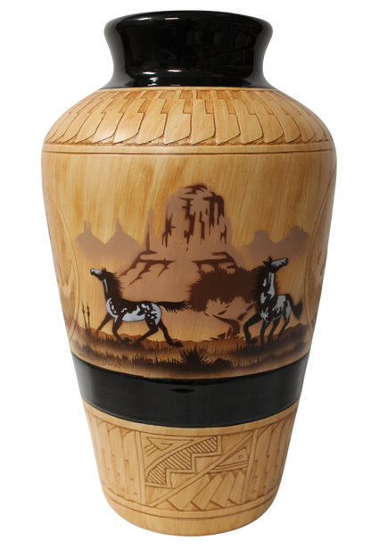 Navajo Etched Woodgrain Finish Collector Piece by James Benally -(JBW176B)