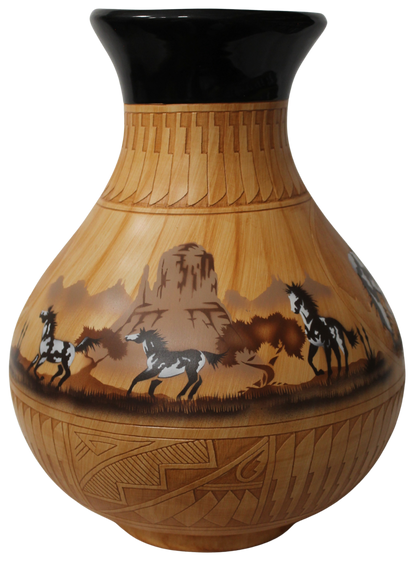 Navajo Etched Woodgrain Finish Collector Piece by James Benally -(JBW385a)