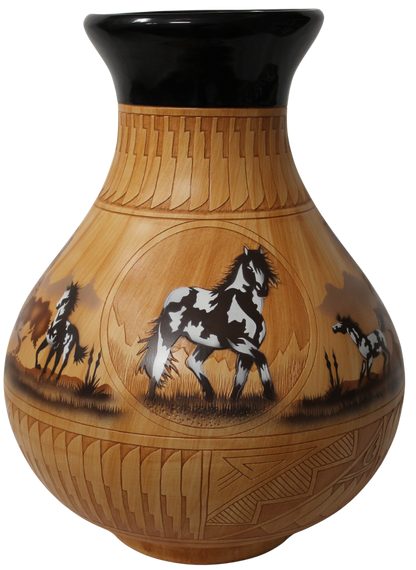 Navajo Etched Woodgrain Finish Collector Piece by James Benally -(JBW385a)