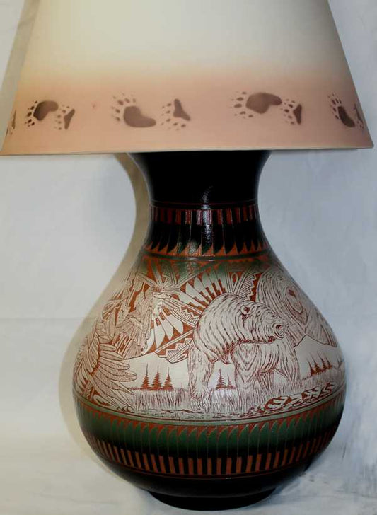 Authentic Navajo Etched Collector Piece by James Benally -(JBW375Lamp)