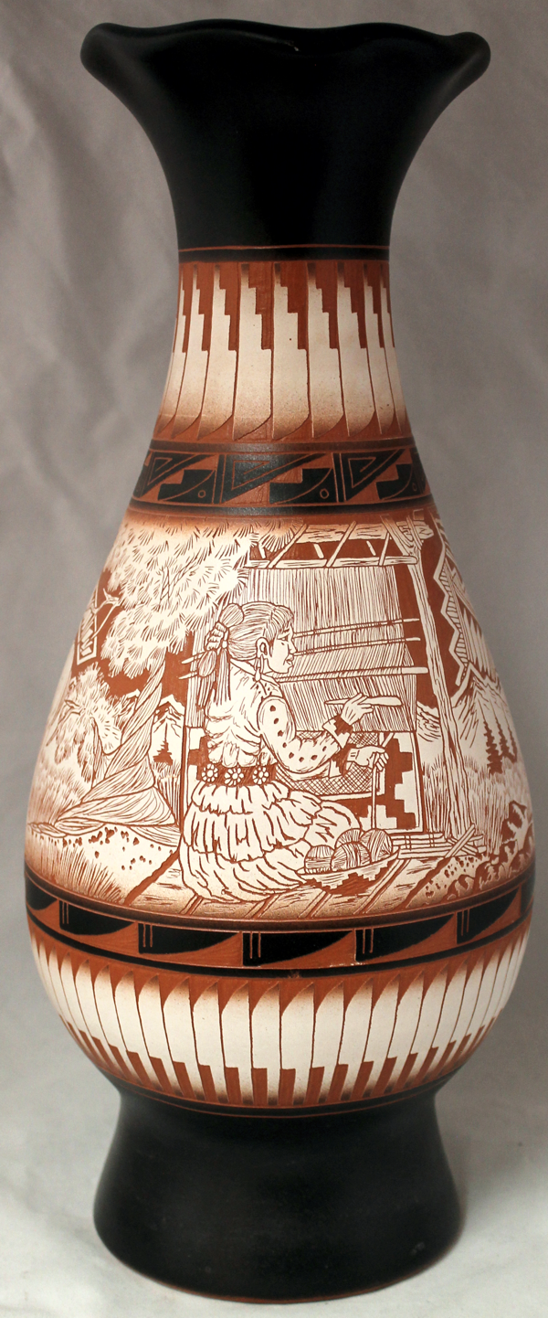 JBW225B Authentic Navajo Etched Collector Piece by James Benally