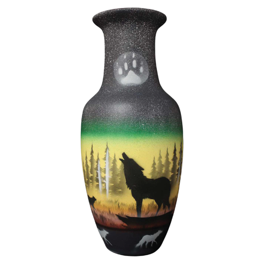 Woodland Shadows - Wolf 6 x 14 Totem Vase -(WSC3)