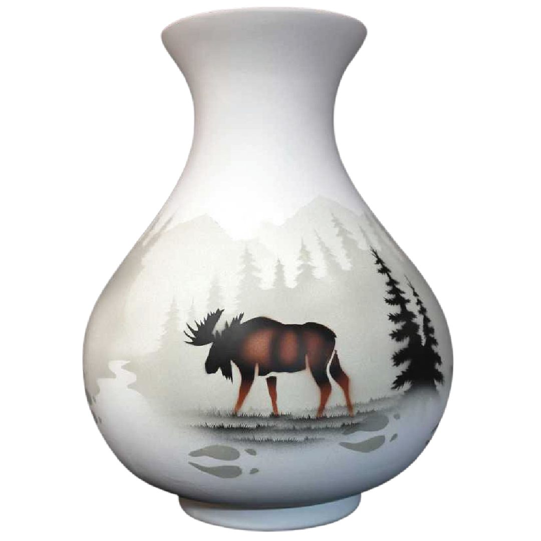High Country Tracks Moose 10 1/2 x 14 1/2 Vase -(60136)